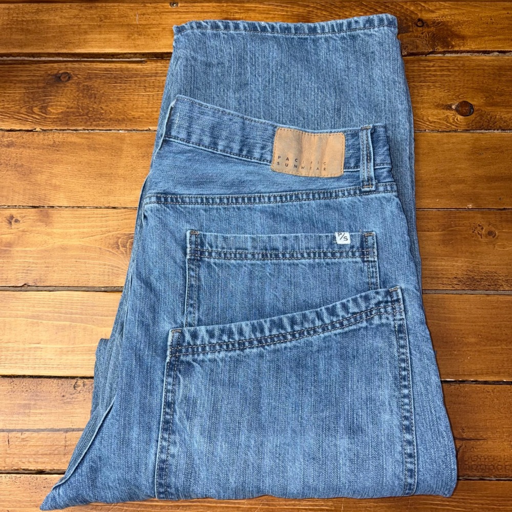 PacSun Extreme Baggy Jeans Mens 36x32 Blue Denim Wide Leg Skate 100% Cotton READ